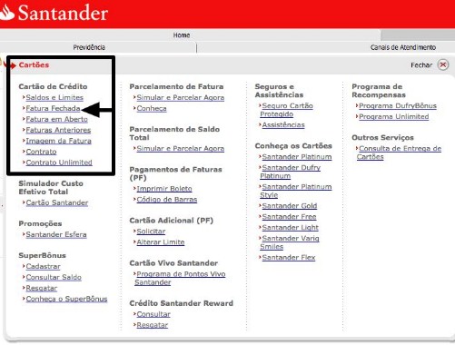 Emitir Fatura Cartão Santander por Email